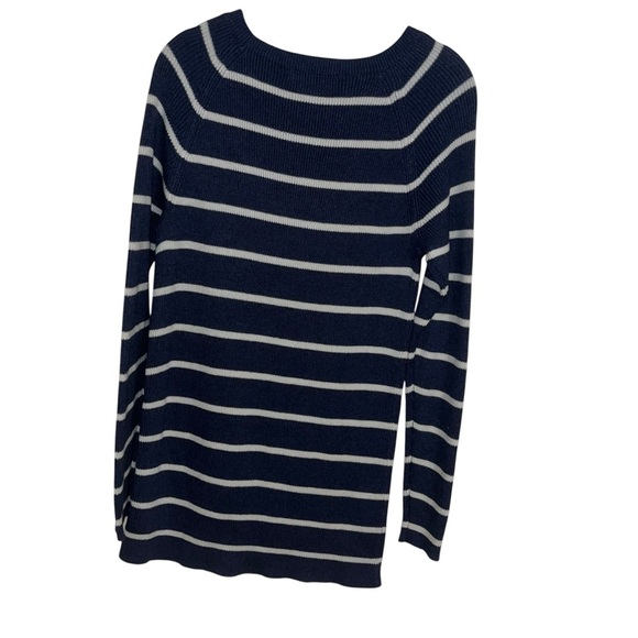 Banana Republic Navy White Striped Button-Side Long Sweater Small S like new - Picture 3 of 6